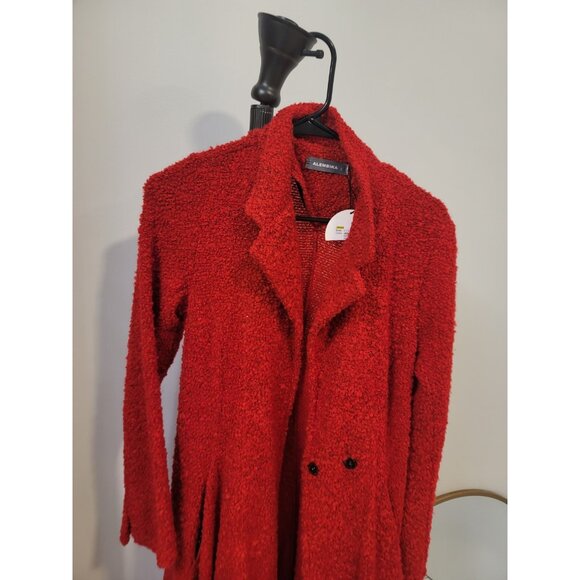 Alembika Boucle Knit Coat Oversized Pockets Size 2 (8-10) Lagenlook Knee Length - Picture 2 of 9